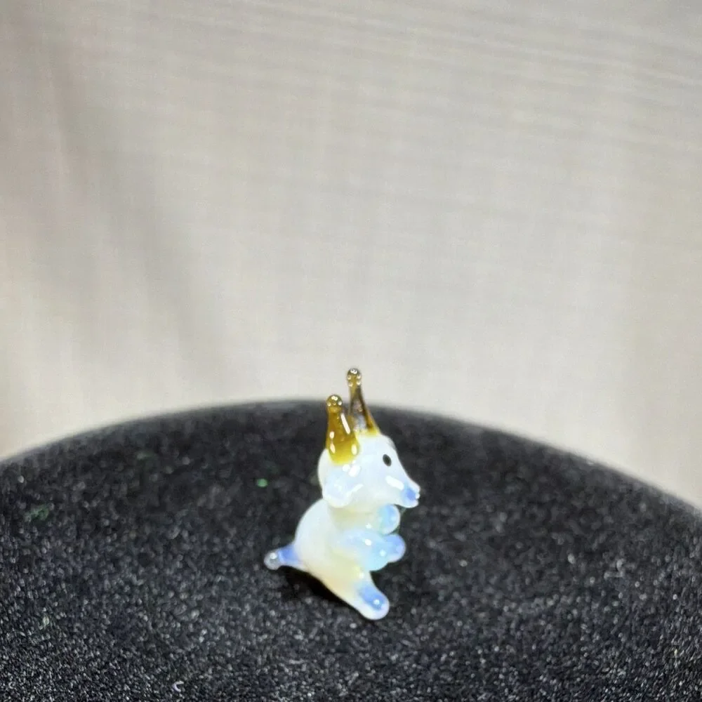 Vintage Miniature Blown Glass Goat Figurine Tiny Lampwork Art Glass Animal .75”